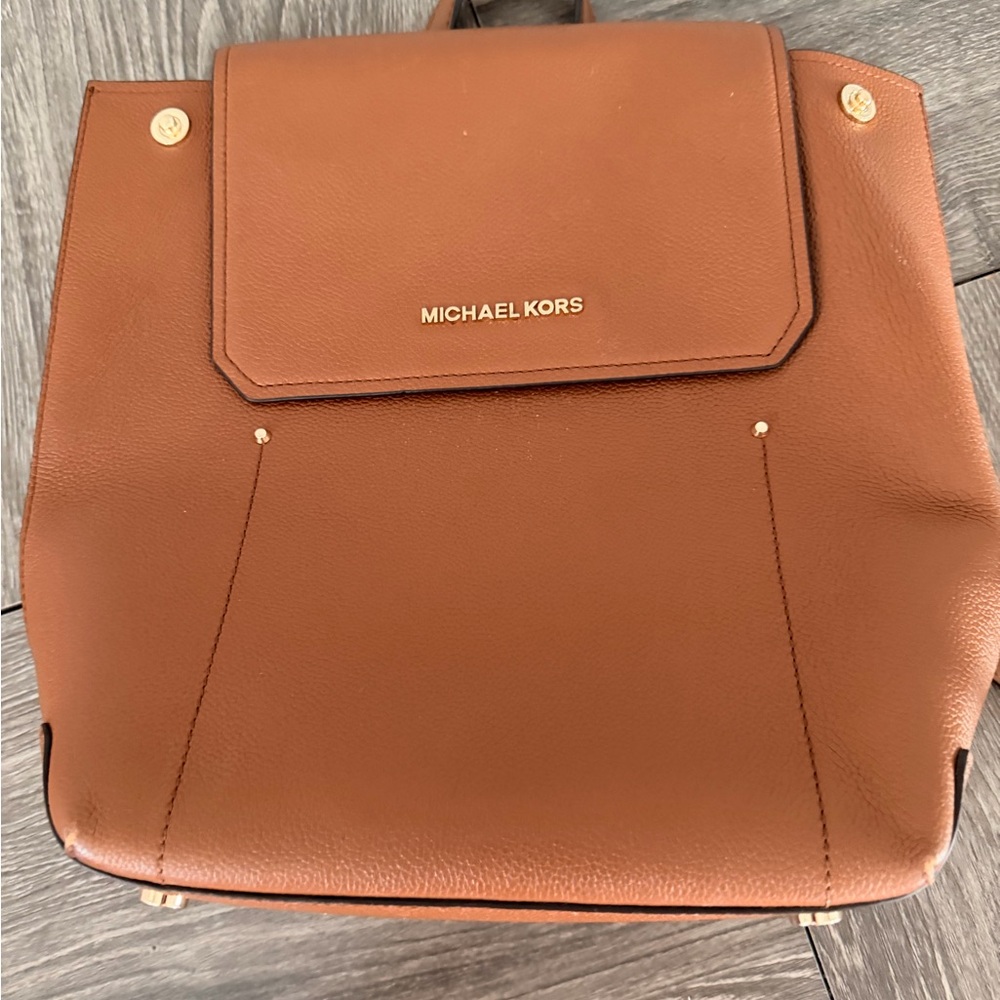 Michael Kors Caramel Brown Leather Backpack - Picture 2 of 4
